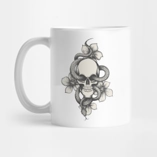 Skull with Snake and Flowers Mug